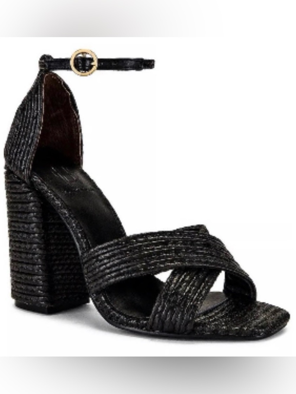 House of Harlow 1960 Black Textured Strappy Heels Size 6